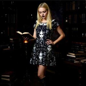 {EUC} Rat Baby Occult Gothic Dress “I Hate Everything” Statement Print XL